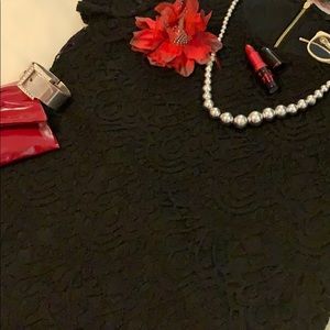 NWOT Ambiance Black Lace Overlay SS Dress Sz L